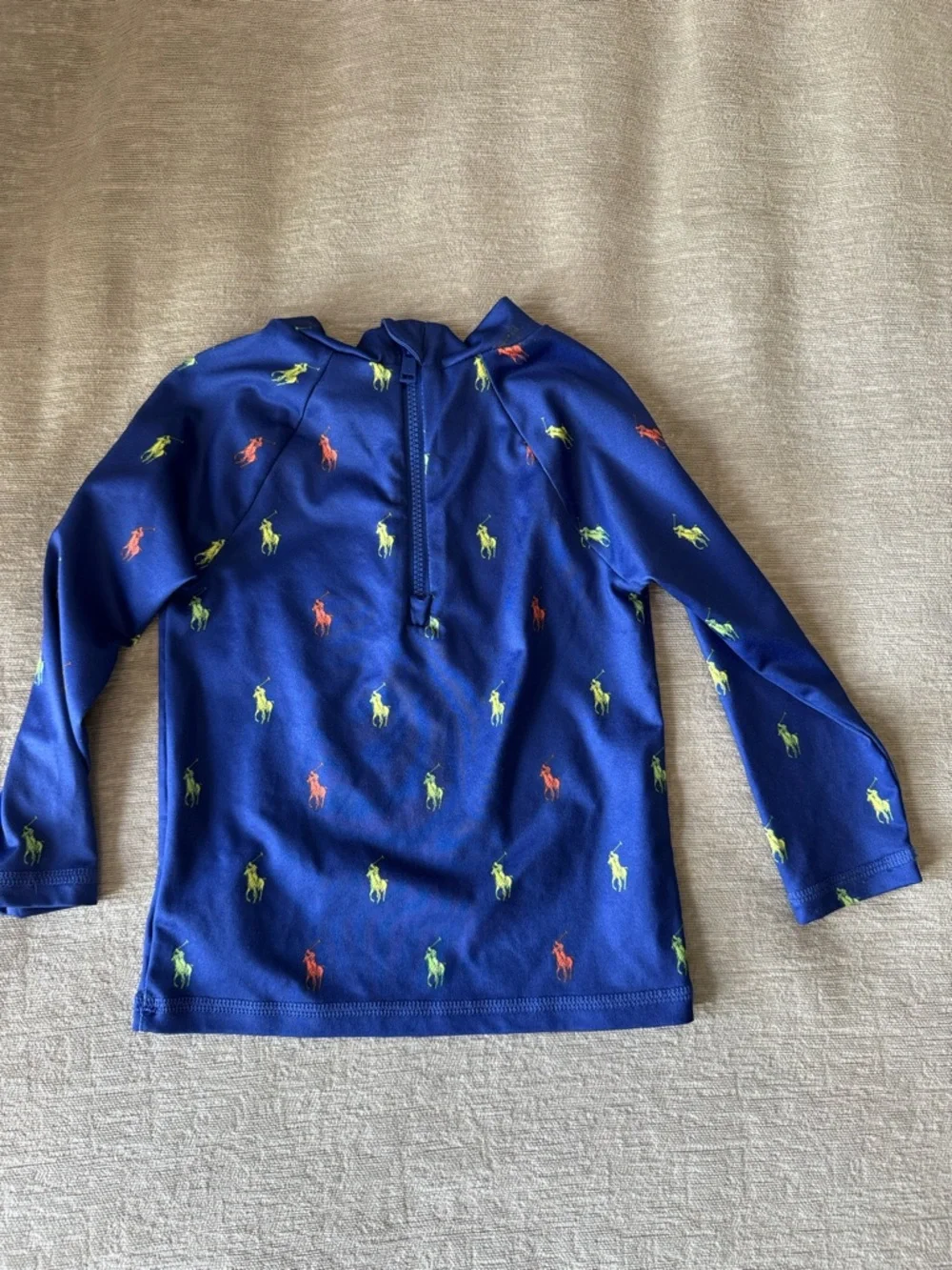 Polo Ralph Lauren Baby Boys Rash Guard 18-24M Blue Pony Print Swim Shirt